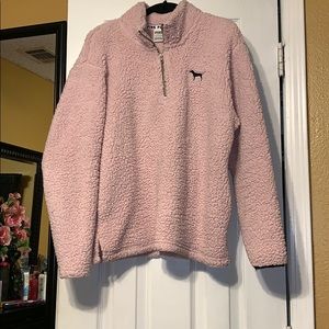 PINK Quarter-Zip Sherpa Sweater